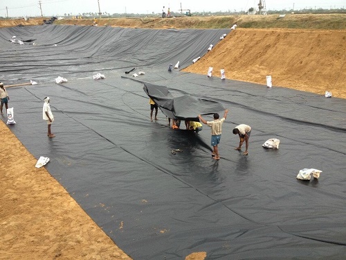 hdpe liner installation for shrimp pond in India